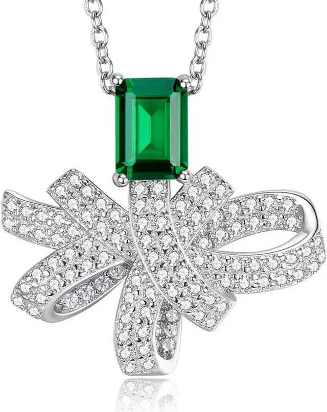 Alt view image 7 of 7 - WAHZAUS Vintage 100% 925 Sterling Silver Emerald Necklace High Carbon Diamonds Pendant Necklace for Women Wife Girlfriend Mother's Day Gifts