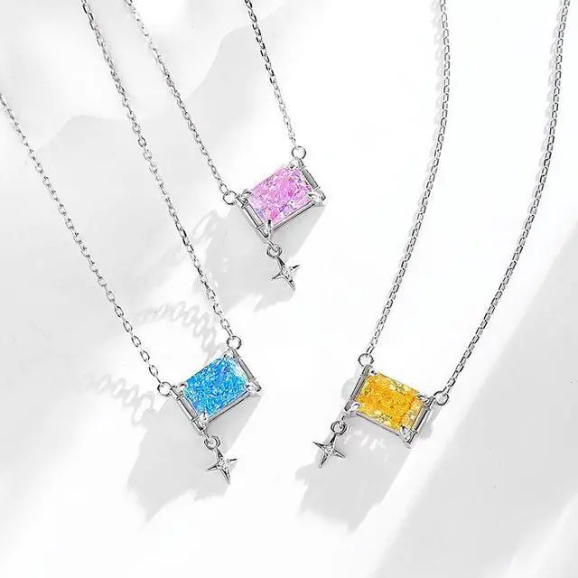 Alt view image 4 of 6 - WAHZAUS 925 Sterling silver necklace for Women Girls high carbon diamond   Fashion simple Star pendant necklace for Wife Girlfriend Mother's Day Silver Jewelry Gifts