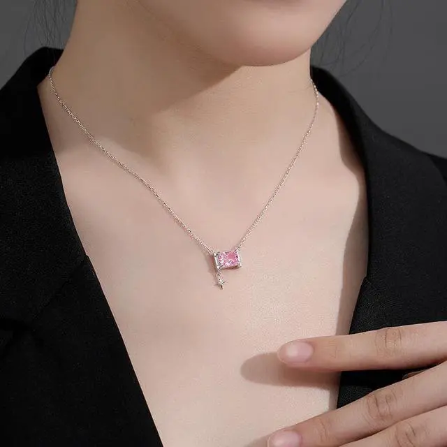 Alt view image 2 of 6 - WAHZAUS 925 Sterling silver necklace for Women Girls high carbon diamond   Fashion simple Star pendant necklace for Wife Girlfriend Mother's Day Silver Jewelry Gifts