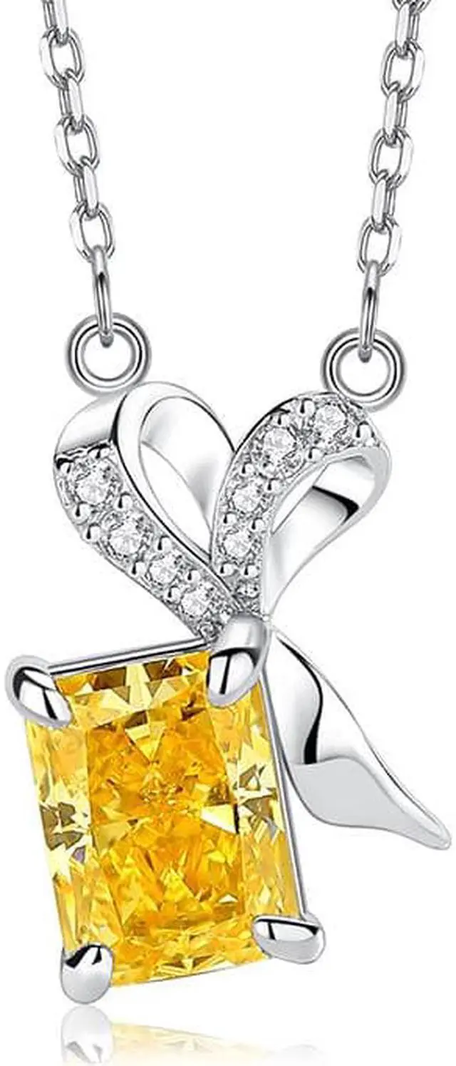 Alt view image 5 of 6 - WAHZAUS 925 Sterling Silver Bow Necklace for Women Girls, High Carbon Diamond Pendant Necklace for Wife Girlfriend Silver Jewelry Gifts for Her