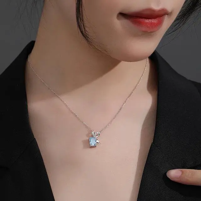 Alt view image 2 of 6 - WAHZAUS 925 Sterling Silver Bow Necklace for Women Girls, High Carbon Diamond Pendant Necklace for Wife Girlfriend Silver Jewelry Gifts for Her