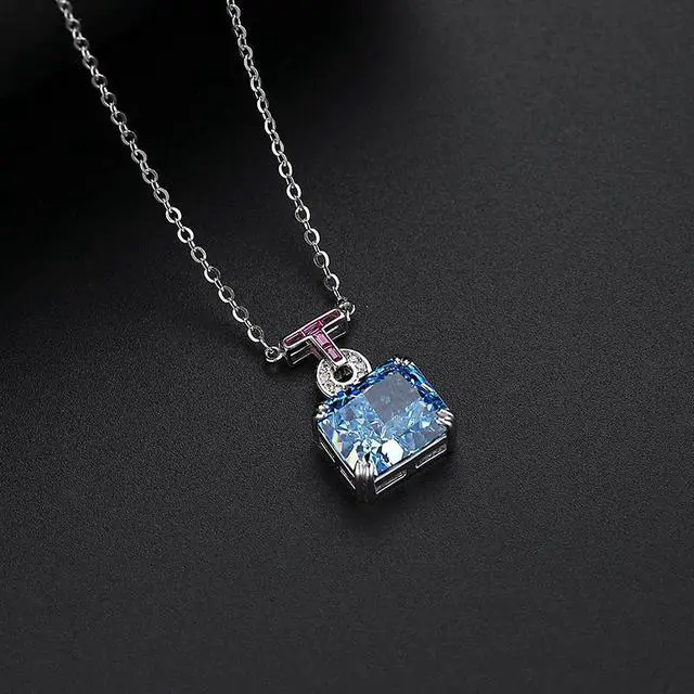 Alt view image 5 of 6 - WAHZAUS S925 Sterling Silver Sweater Chain Style Letter T Necklace High Carbon Diamond Pendant Necklace for Women Wedding Mother's Day Gift