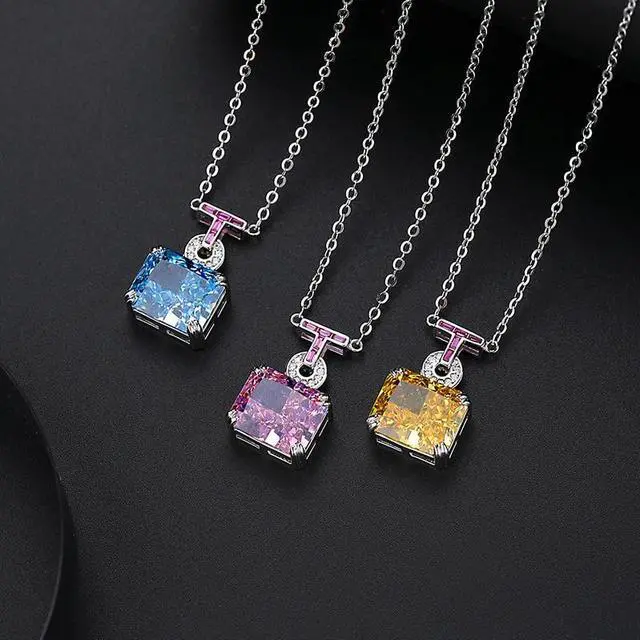 Alt view image 2 of 6 - WAHZAUS S925 Sterling Silver Sweater Chain Style Letter T Necklace High Carbon Diamond Pendant Necklace for Women Wedding Mother's Day Gift