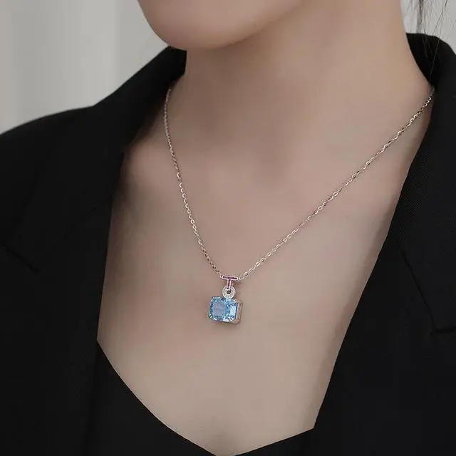 Alt view image 4 of 6 - WAHZAUS S925 Sterling Silver Sweater Chain Style Letter T Necklace High Carbon Diamond Pendant Necklace for Women Wedding Mother's Day Gift