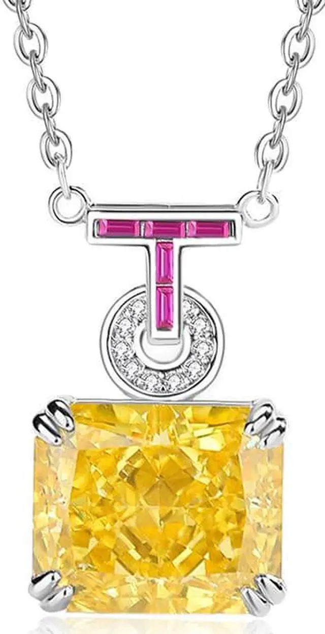 Main image of WAHZAUS S925 Sterling Silver Sweater Chain Style Letter T Necklace High Carbon Diamond Pendant Necklace for Women Wedding Mother's Day Gift