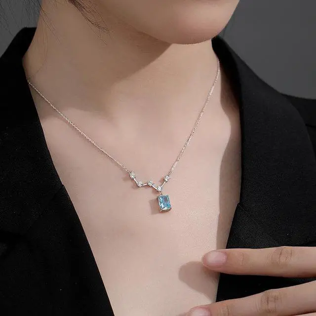 Alt view image 2 of 6 - WAHZAUS Original Design 925 Silver Necklace Elegant Starry Sky-High Carbon Diamond Fashion Pendant Necklace for Women Wedding Mother's Day Gift