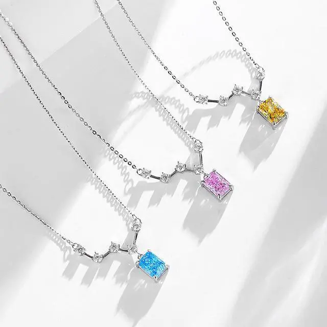 Alt view image 4 of 6 - WAHZAUS Original Design 925 Silver Necklace Elegant Starry Sky-High Carbon Diamond Fashion Pendant Necklace for Women Wedding Mother's Day Gift