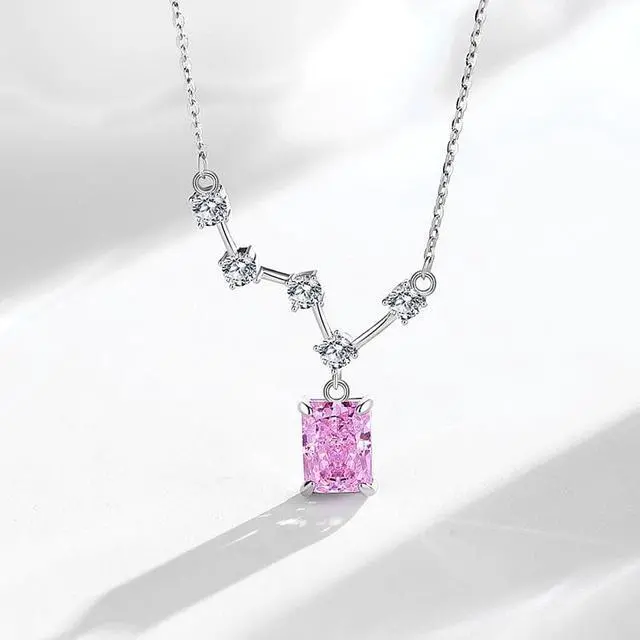 Main image of WAHZAUS Original Design 925 Silver Necklace Elegant Starry Sky-High Carbon Diamond Fashion Pendant Necklace for Women Wedding Mother's Day Gift