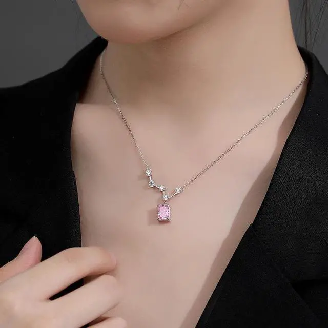 Alt view image 3 of 6 - WAHZAUS Original Design 925 Silver Necklace Elegant Starry Sky-High Carbon Diamond Fashion Pendant Necklace for Women Wedding Mother's Day Gift