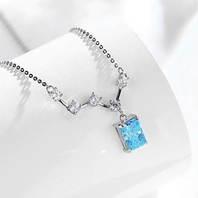 Alt view image 6 of 6 - WAHZAUS Original Design 925 Silver Necklace Elegant Starry Sky-High Carbon Diamond Fashion Pendant Necklace for Women Wedding Mother's Day Gift