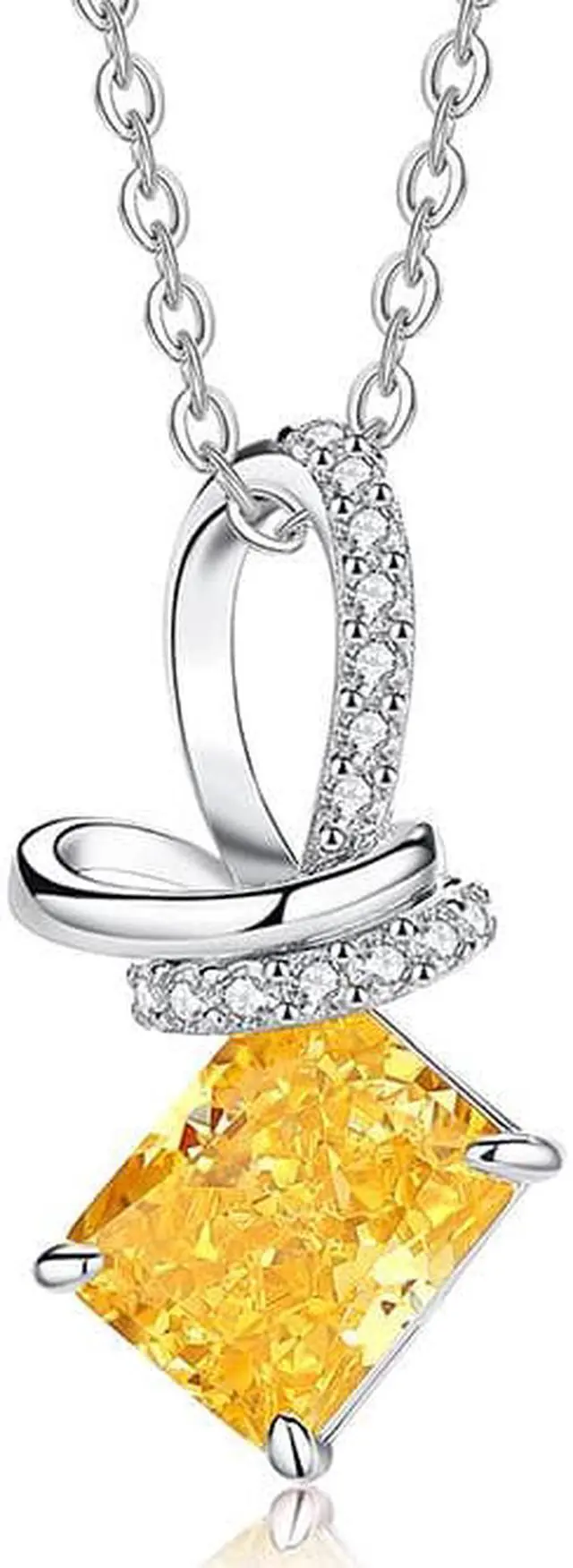 Main image of WAHZAUS S925 Sterling Silver Necklace Elegant Ring Knot High Carbon Diamond Fashion Pendant Necklace for Women