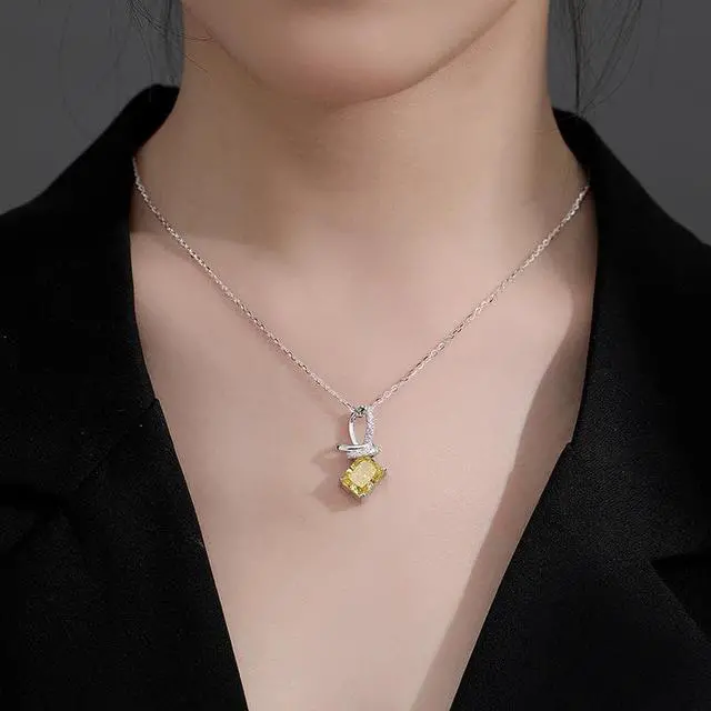 Alt view image 3 of 6 - WAHZAUS S925 Sterling Silver Necklace Elegant Ring Knot High Carbon Diamond Fashion Pendant Necklace for Women