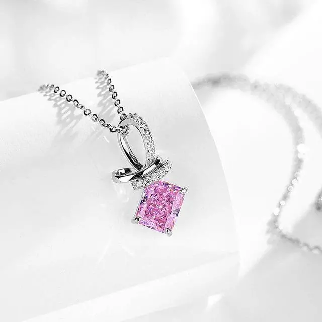 Alt view image 6 of 6 - WAHZAUS S925 Sterling Silver Necklace Elegant Ring Knot High Carbon Diamond Fashion Pendant Necklace for Women