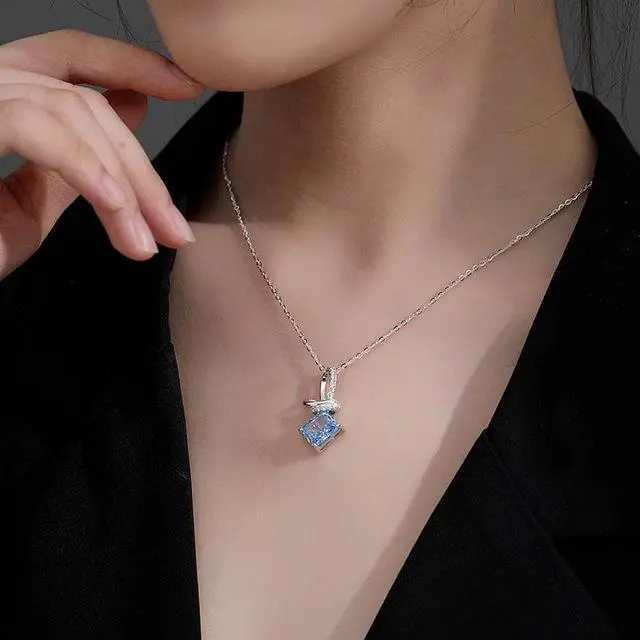 Alt view image 2 of 6 - WAHZAUS S925 Sterling Silver Necklace Elegant Ring Knot High Carbon Diamond Fashion Pendant Necklace for Women