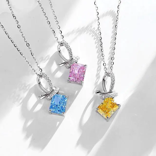 Alt view image 4 of 6 - WAHZAUS S925 Sterling Silver Necklace Elegant Ring Knot High Carbon Diamond Fashion Pendant Necklace for Women