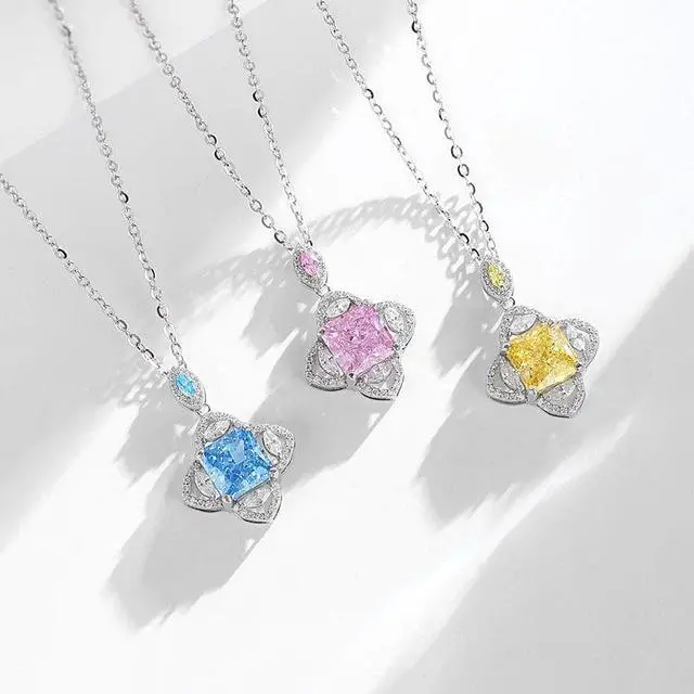 Alt view image 5 of 7 - S925 Sterling Silver Necklace European and American Temperament Four-Angle Star High Carbon Diamond Pendant Fashion High Sense Silver Necklace for Women