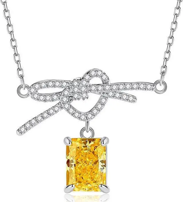 Alt view image 2 of 7 - Original Design S925 Sterling Silver Sweater Chain Bow High Carbon Diamond Pendant High Sense Silver Necklace for Women