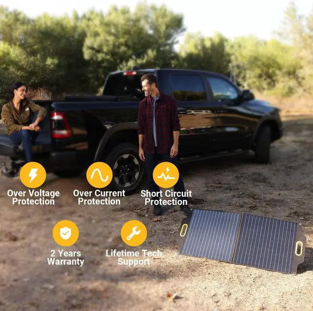Alt view image 7 of 7 - Powerness 80 Watt Portable Solar Panel with Patented LCD Digital Window, Solar Charger for Camping, Outdoor and RV, Compatible with Jackery, BLUETTI, Anker, Goal Zero Portable Power Stations