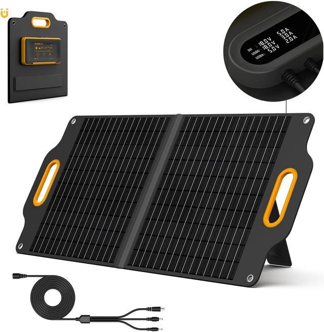 POWERNESS SolarX S80 80W Solar Panel Portable Foldable w/ Patented LCD  Digital Window, for Outdoor Camping Off-grid Trip, for Bluetti EB3A EB70A  AC50S, Jackery Explorer 160 240 300 500 Anker Goal Zero 
