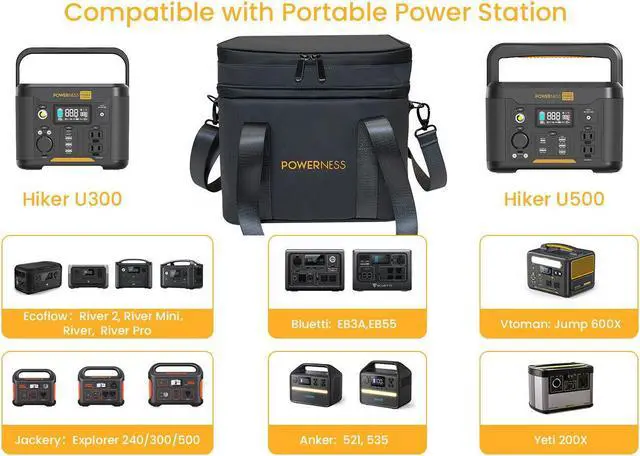 Main image of POWERNESS Power Station Carrying Case Bag for 300W 500W Jackery Bluetti EcoFlow Yeti Anker Vtoman Lightweight Portable Waterproof