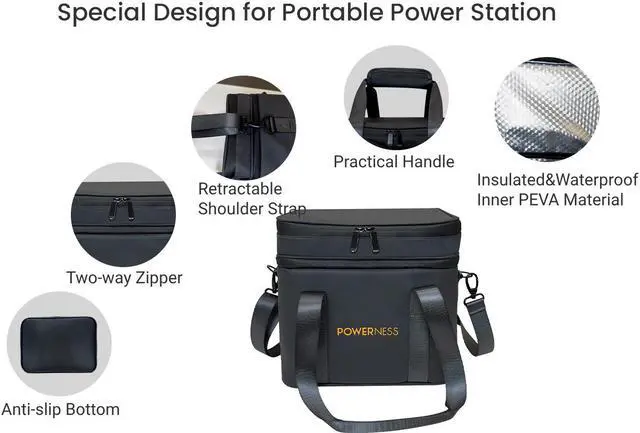 Alt view image 6 of 7 - POWERNESS Power Station Carrying Case Bag for 300W 500W Jackery Bluetti EcoFlow Yeti Anker Vtoman Lightweight Portable Waterproof