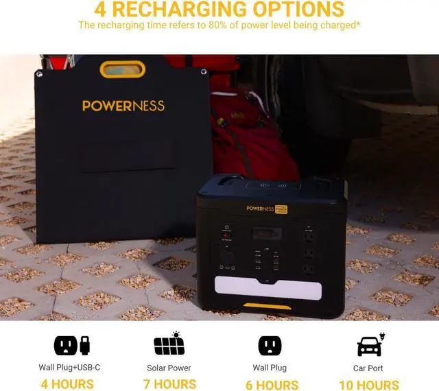 Alt view image 4 of 7 - Powerness 1500W 1536Wh Power Portable Station Solar Generator Lifepo4 Backup Battery for Outdoor Off-Grid RV Camping Fishing BBQ Blackout Emergency