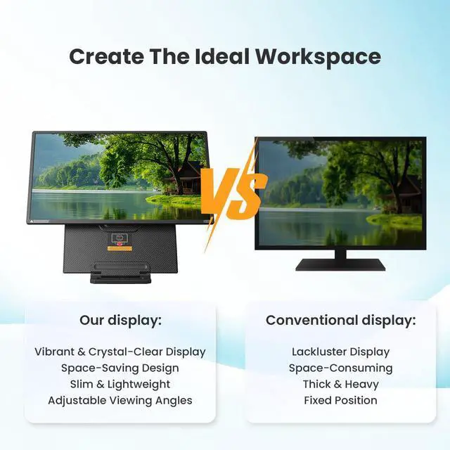 Alt view image 2 of 7 - Hyangin D1 23.8" Laptop Screen Extender  FHD 1080P IPS Monitor, 100Hz, Portable Dual Screen with USB-C, HDMI, HDR, VESA Mount, Foldable Stand, 90° Rotation, for Work, Travel, Gaming, DeX, EMUI, TNT