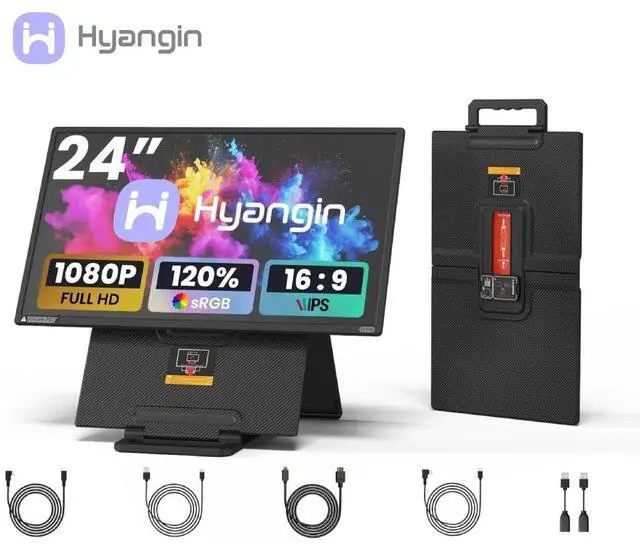 Main image of Hyangin D1 23.8" Laptop Screen Extender  FHD 1080P IPS Monitor, 100Hz, Portable Dual Screen with USB-C, HDMI, HDR, VESA Mount, Foldable Stand, 90° Rotation, for Work, Travel, Gaming, DeX, EMUI, TNT
