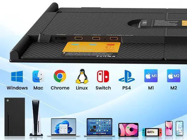 Alt view image 3 of 7 - Hyangin S8 14" Portable FHD IPS Dual Monitor, 1080P 60Hz, USB-C Full-Function & DP, 100W PD Reverse Charge, Compatible with Laptop, Desktop, Tablet, Smartphone, Ideal for Portable Work & Gaming