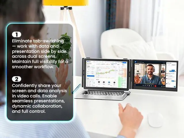 Alt view image 6 of 7 - Hyangin S8 14" Portable FHD IPS Dual Monitor, 1080P 60Hz, USB-C Full-Function & DP, 100W PD Reverse Charge, Compatible with Laptop, Desktop, Tablet, Smartphone, Ideal for Portable Work & Gaming