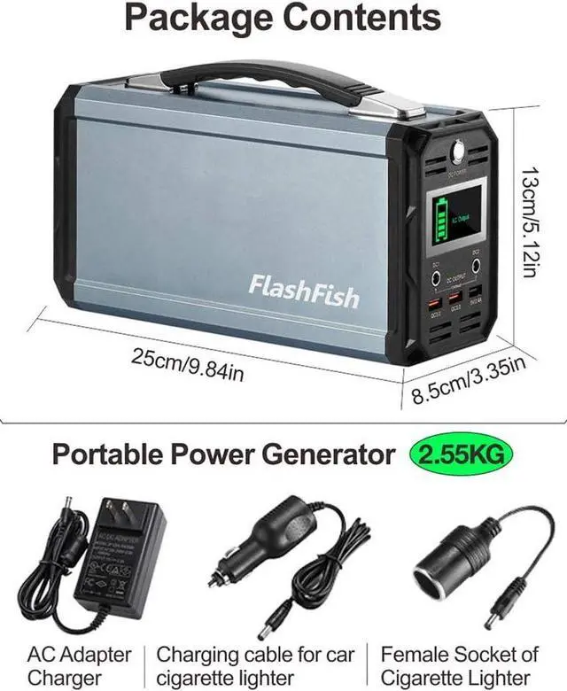 Alt view image 7 of 7 - 300W Solar Generator, FlashFish 60000mAh Portable Power Station Camping Potable Generator, CPAP Battery Recharged by Solar Panel/Wall Outlet/Car, 110V AC Out/DC 12V /QC USB Ports for CPAP Camp Travel