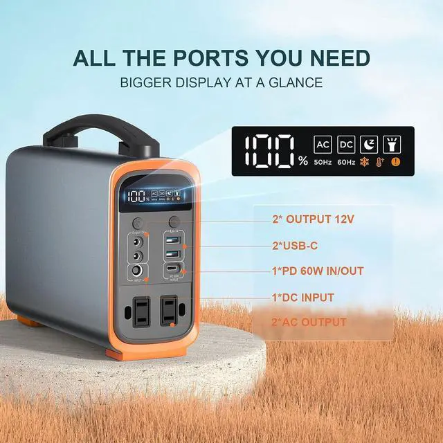 Alt view image 2 of 7 - Portable Power Station, 240Wh Lifepo4 Generators for Home Use, 240W Emergency Power Supply, 75000mAh Outdoor Solar Generator for Travel, Camping, Emergency and CPAP