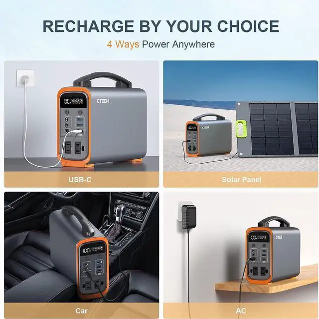 Alt view image 3 of 7 - Portable Power Station, 240Wh Lifepo4 Generators for Home Use, 240W Emergency Power Supply, 75000mAh Outdoor Solar Generator for Travel, Camping, Emergency and CPAP