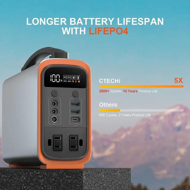 Alt view image 5 of 7 - Portable Power Station, 240Wh Lifepo4 Generators for Home Use, 240W Emergency Power Supply, 75000mAh Outdoor Solar Generator for Travel, Camping, Emergency and CPAP