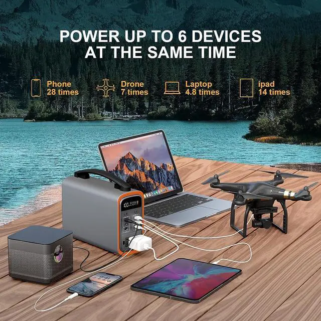 Alt view image 6 of 7 - Portable Power Station, 240Wh Lifepo4 Generators for Home Use, 240W Emergency Power Supply, 75000mAh Outdoor Solar Generator for Travel, Camping, Emergency and CPAP