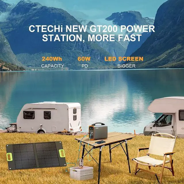 Alt view image 4 of 7 - Portable Power Station, 240Wh Lifepo4 Generators for Home Use, 240W Emergency Power Supply, 75000mAh Outdoor Solar Generator for Travel, Camping, Emergency and CPAP