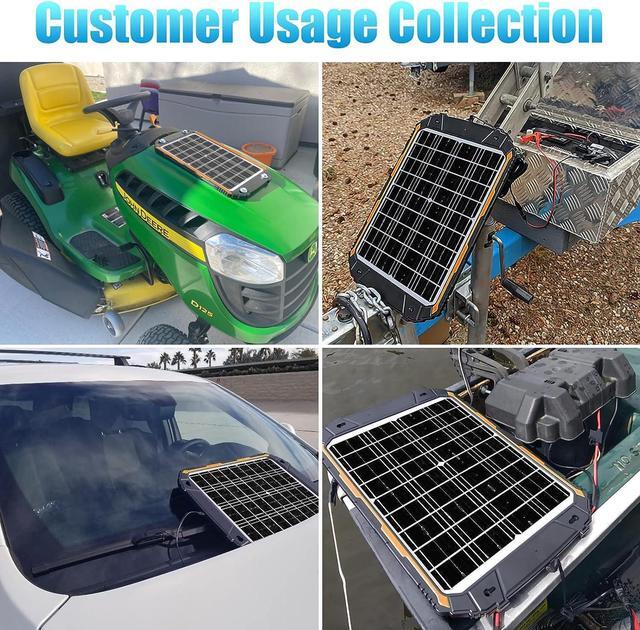 Alt view image 5 of 7 - 15W 12V Solar Battery Charger & Maintainer, Solar Powered Trickle Charger with Built-in Intelligent MPPT Charge Controller, Portable 12 Volt Solar Panel Charging Kit for Car Automotive Boat RV Marine