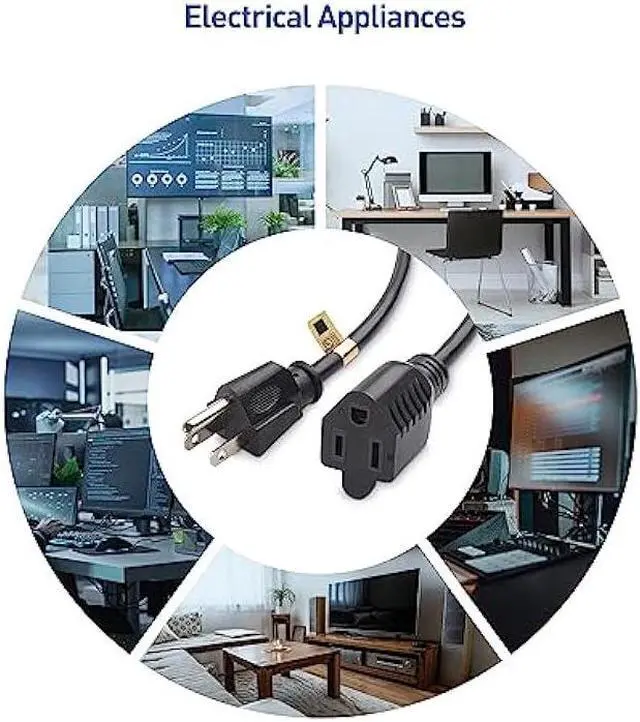 Alt view image 7 of 7 - Cable Matters 6-Pack 16 AWG Heavy Duty Short Power Extension Cord 1 ft in Black, UL Listed (Outlet Saver/Power Cord Extension / 3 Prong Extension Cords, NEMA 5-15P to NEMA 5-15R)