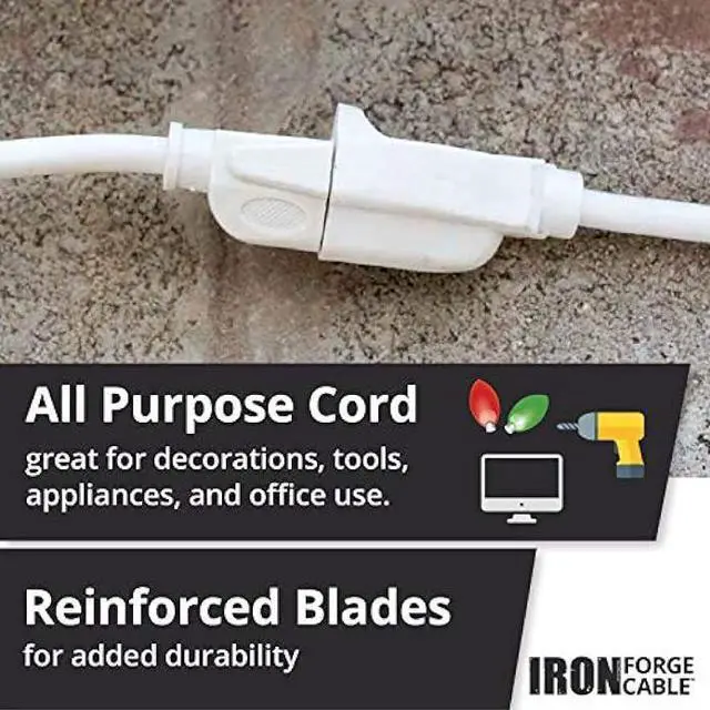 Alt view image 5 of 6 - 25 Ft White Extension Cord 2 Pack - 16/3 Durable Electrical Cable - US Veteran Owned Company