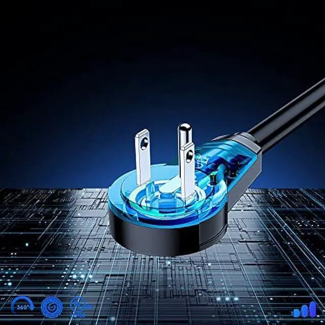 Alt view image 5 of 6 - Maximm Cable 3 Feet 360° Rotating Flat Plug Extension Cord/Wire, 3 Prong Grounded Wire 16 Awg Power Cord - Black UL Certified