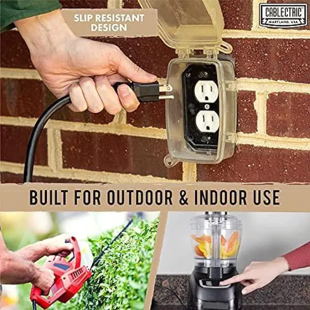 Alt view image 3 of 5 - Cablectric 15 Foot Outdoor Extension Cord with 3 Power Outlets - 16/3 SJTW Black 16 Gauge Electrical Cable with 3 Prong Grounded Plug