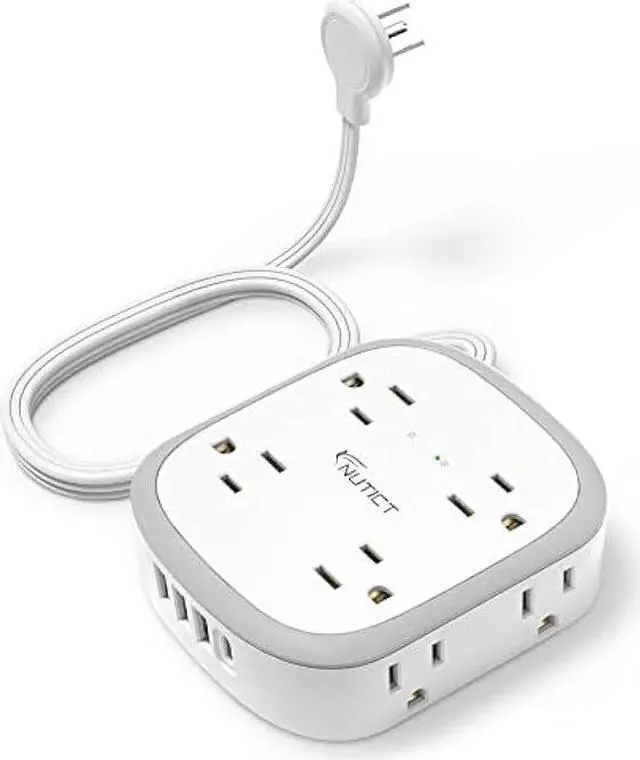 Main image of Flat Plug Power Strip, 5 ft Ultra Thin Flat Extension Cord, 8 Widely Outlets, 4 USB Ports(1 USB C) Desk Charging Station, Compact Surge Protector Power Strip for Travel Home Office Dorm Essentials
