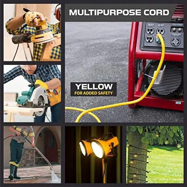 Alt view image 6 of 6 - IRON FORGE CABLE 25 ft Lighted Outdoor Extension Cord - 12/3 SJTW Heavy Duty Yellow Extension Cable Extension Cable with 3 Prong Grounded Plug for Safety, 15AMP -Great for Garden and Major Appliances