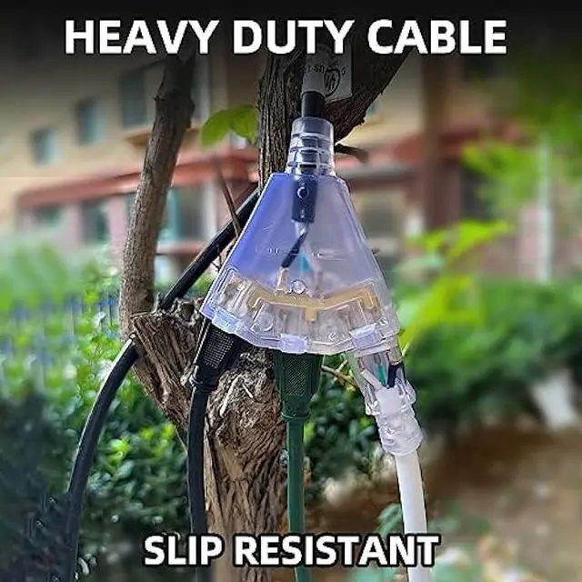 Alt view image 5 of 7 - YOJOE 6 Foot Black Extension Cord, Lighted Outdoor 12/3 Cord with 3 Power Outlets, 12 Gauge 3 Prong SJTW Heavy Duty Extension Cable with 3 Prong Grounded Plug for Safety, UL Listed