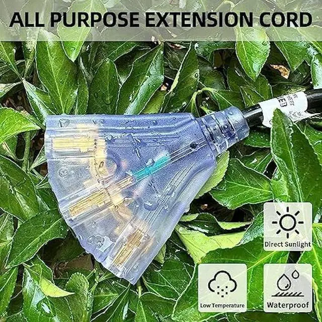 Alt view image 4 of 7 - YOJOE 6 Foot Black Extension Cord, Lighted Outdoor 12/3 Cord with 3 Power Outlets, 12 Gauge 3 Prong SJTW Heavy Duty Extension Cable with 3 Prong Grounded Plug for Safety, UL Listed