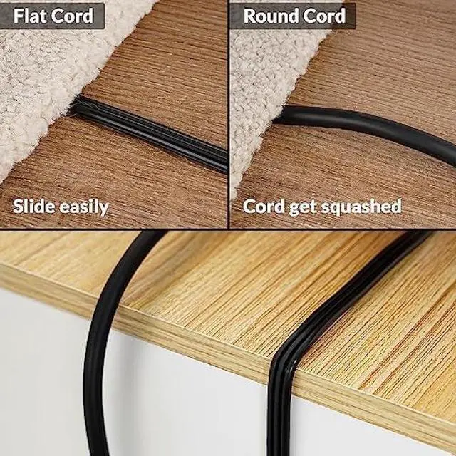 Alt view image 4 of 6 - Elecan Flat Plug Extension Cord 12 Ft with Slim Space-Saving Plug Design, Thin Flat Cable Low Profile Power Cord 3 Prong Grounded Wire, 16 Gauge 13 A/125 V-Black-ETL Certified