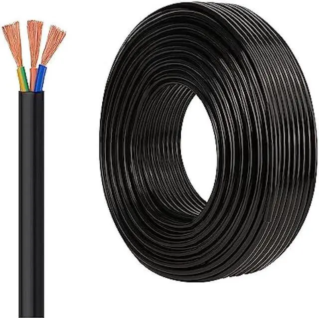 Main image of 18 Gauge Electric Wire 18AWG Extension Cable Wire 16.4ft 3 Conductor Copper Wire with Ground 3 Core Blackwire RVV 0.75mm² Cord (300/500V)