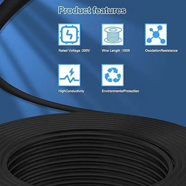 Alt view image 3 of 7 - 18 Gauge Electric Wire 18AWG Extension Cable Wire 16.4ft 3 Conductor Copper Wire with Ground 3 Core Blackwire RVV 0.75mm² Cord (300/500V)