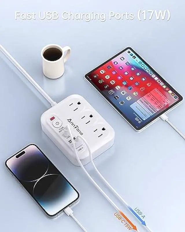 Alt view image 3 of 7 - UK Travel Plug Adapter with USB C, 6FT Extension Cord, US to UK Ireland Plug Adapter Type G Travel Adapter with 3 Outlets 3 USB Ports for Scotland London England British Irish Kenya Dubai Travel