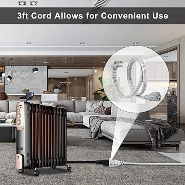 Alt view image 6 of 7 - KUNCAN Appliance Power Extension Cord - 3 Prong Flat Wire SPT-3 14 AWG Heavy Duty Male to Female Extender Low Profile Grounded Cable for Major AC Unit, Air Conditioner, Refrigerator (3 Feet)